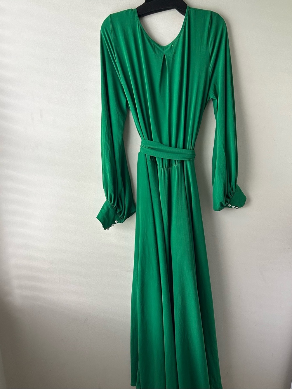 Meghan Los Angeles Lilypad Surplice Maxi Dress Long Sleeves Kelly Green XL - Picture 12 of 13
